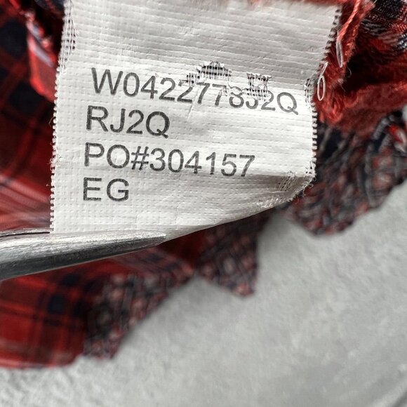 Band of Gypsies Womens Top Small Red Plaid Button Front Long Sleeve Sheer Shirt - Picture 8 of 11